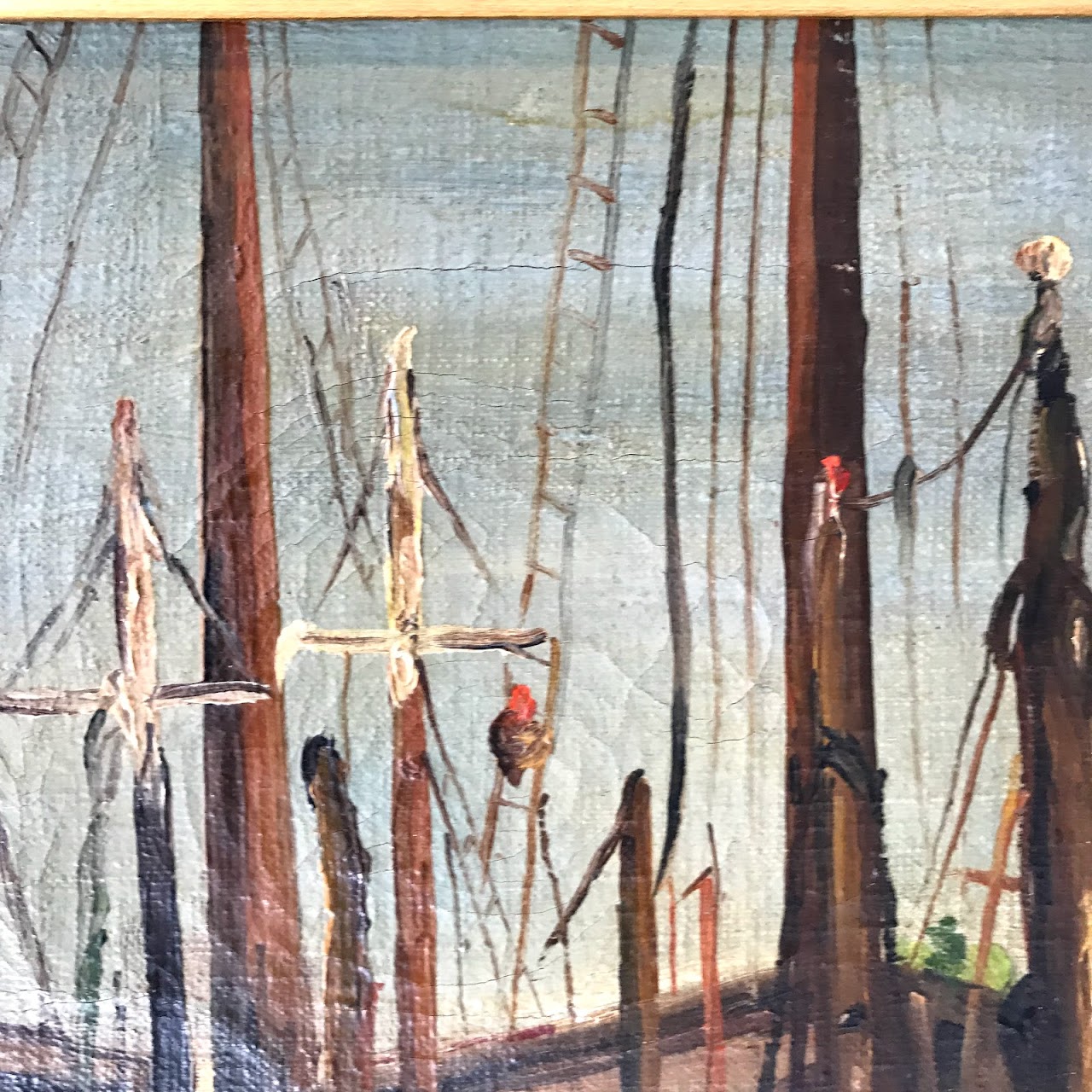 Signed Harbor Scene Oil Painting