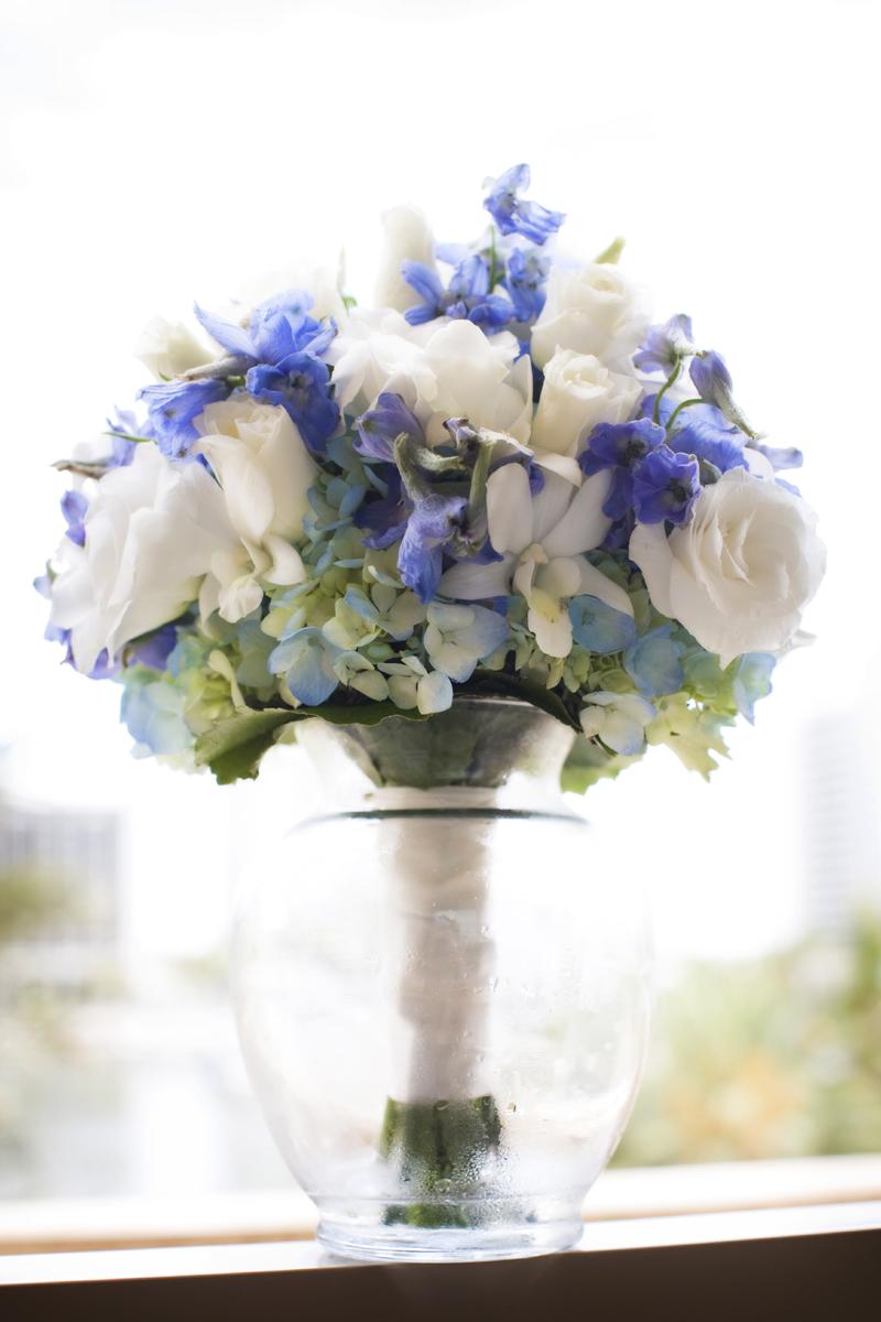 a soft blue hydrangea.