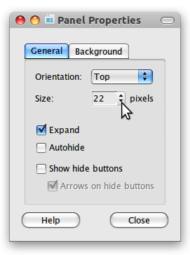 Ubuntu panel properties