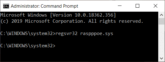 raspppoe.sys dosyasını yeniden kaydedin