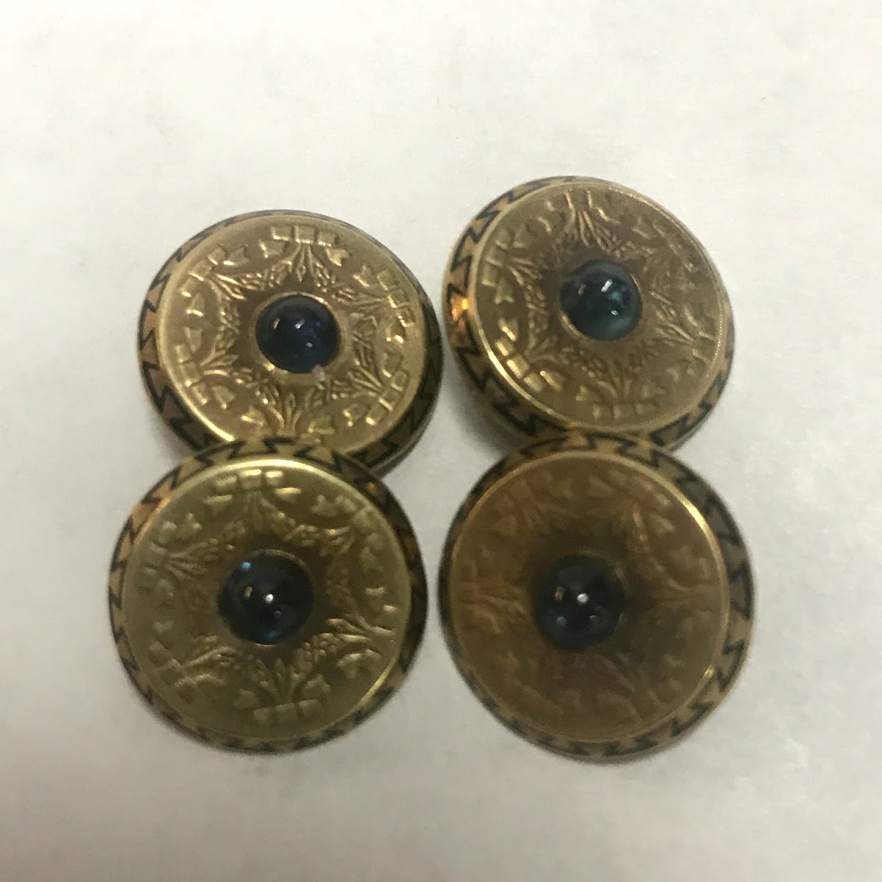 14K Gold and Blue Stone Cufflinks