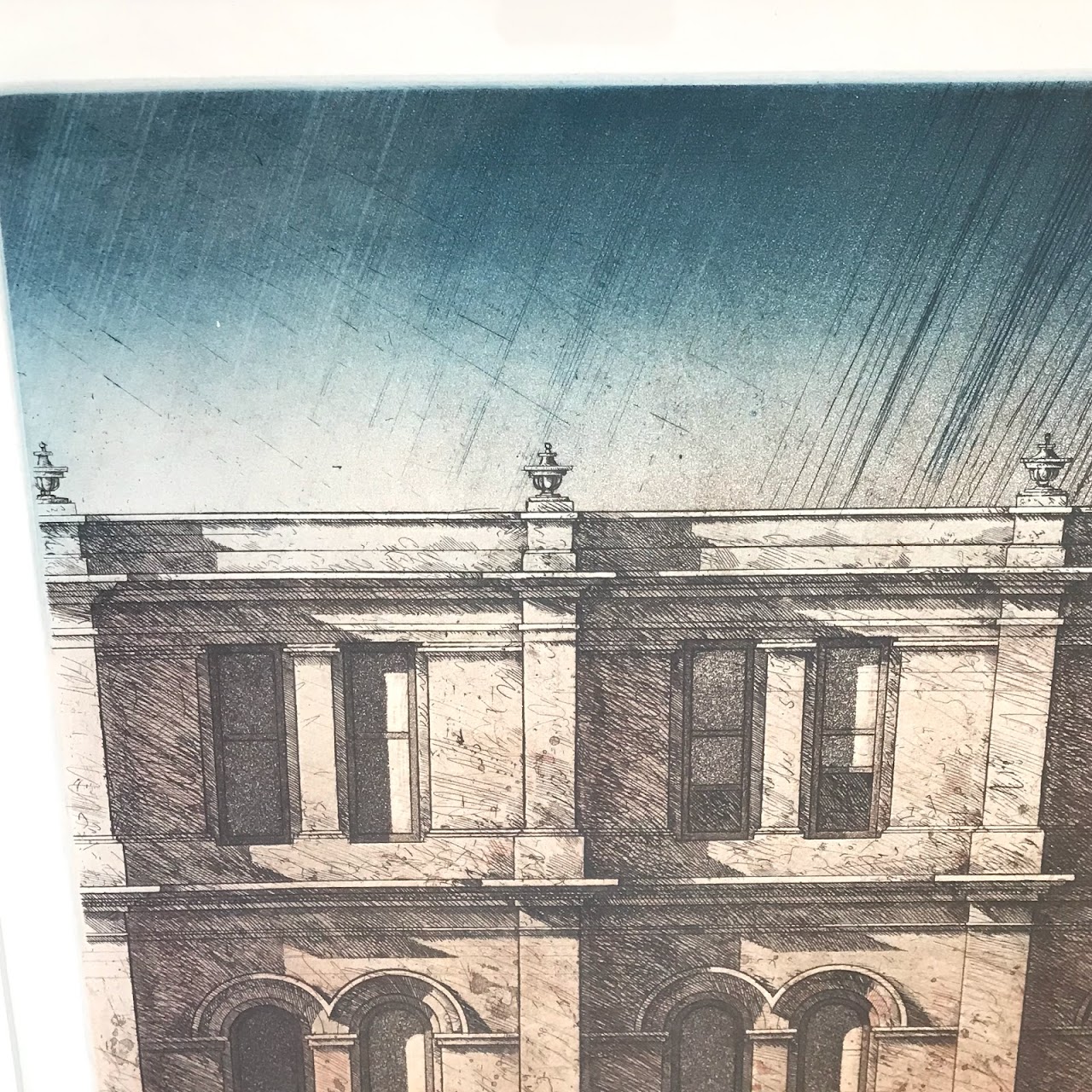 Signed 'Mid-Afternoon Facade' Etching