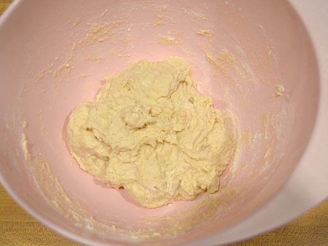 dough in mixing bowl 