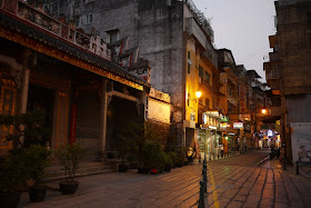 street along a temple in Macau