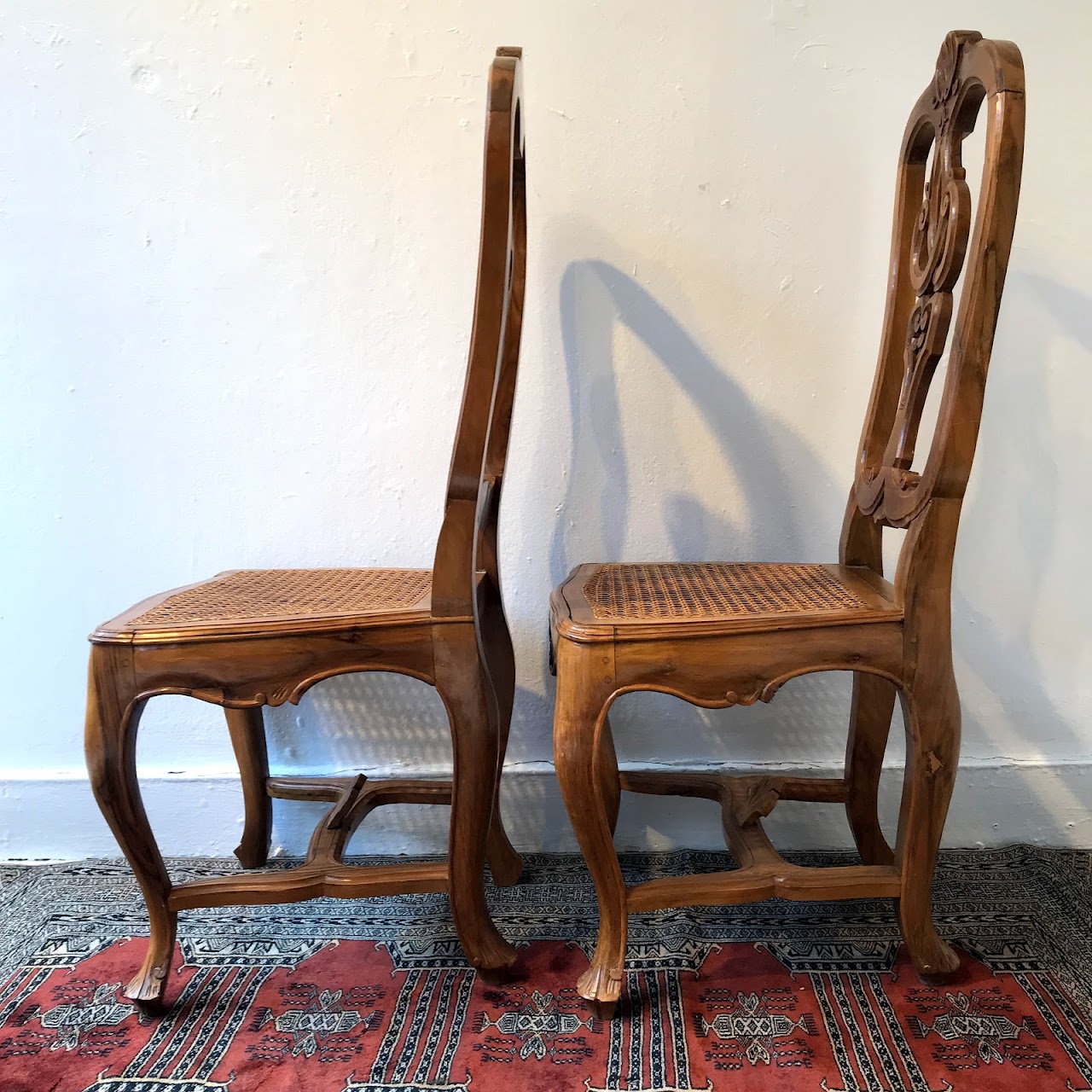 Italian Walnut  Side Chair Pair