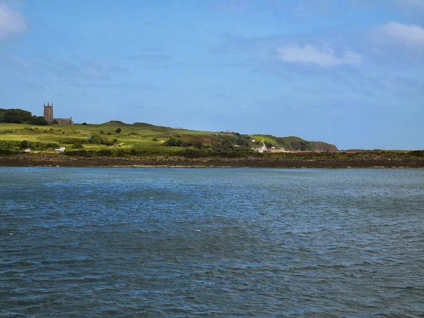View across Hayle estuary to Lelant's church dedicated to St Uny 