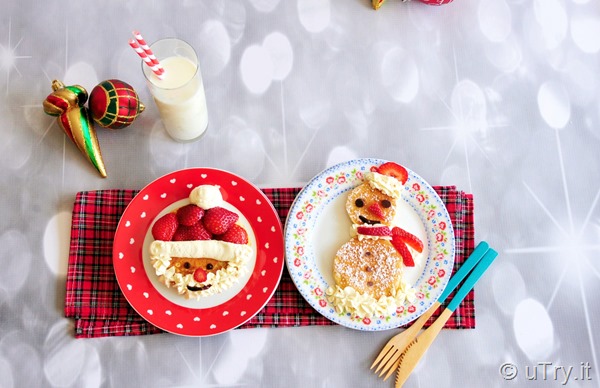 Christmas Breakfast: Santa Claus and Snowman Pancakes  http://uTry.it