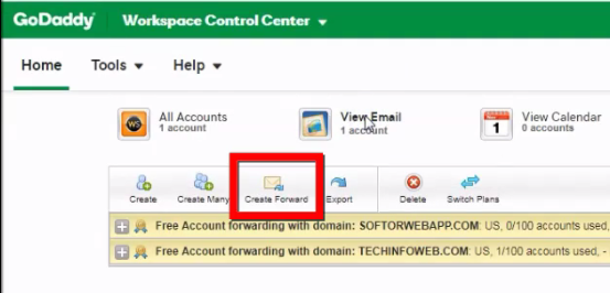 godaddy-create-forward-option