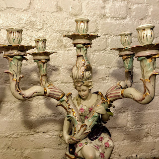 Rococo Style Porcelain Candelabra Pair