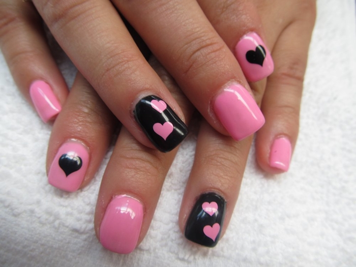 Hot Pink and Black Nail Art Design 2016  Fashionte