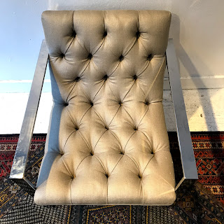 Tufted Contemporary Chrome Armchair #2