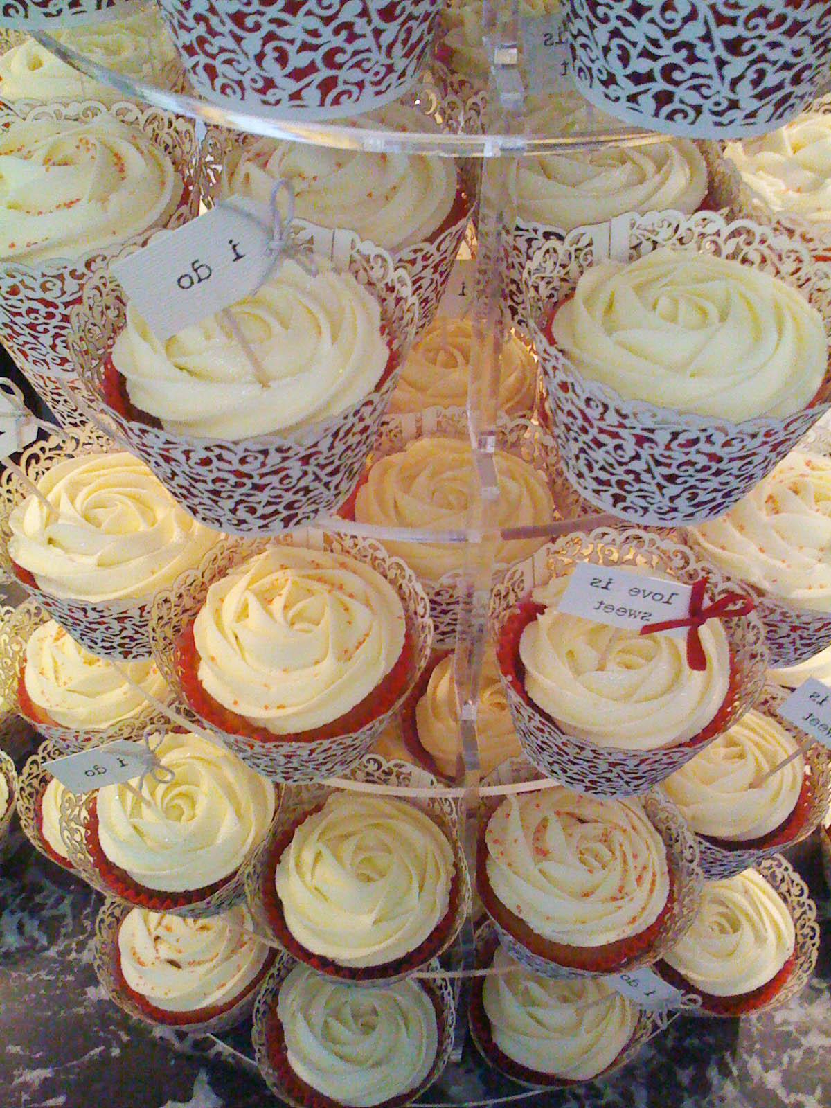 Red & Ivory Wedding Cupcakes