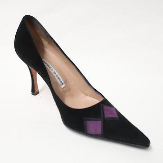 Manolo Blahnik Suede Harlequin Band Pumps