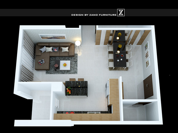 Thiết kế nội thất căn hộ chung cư số 3 W2 99m2, 2 phòng ngủ khu Central Sunrise City 1