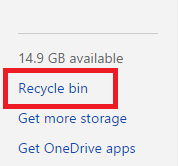 OneDrive, 웹 사이트, 관리, 보기, 정렬, 파일, 삭제, 복구