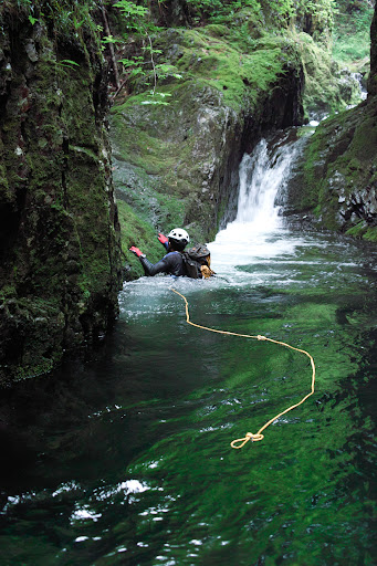 Swimming through pool for tenkara fishing