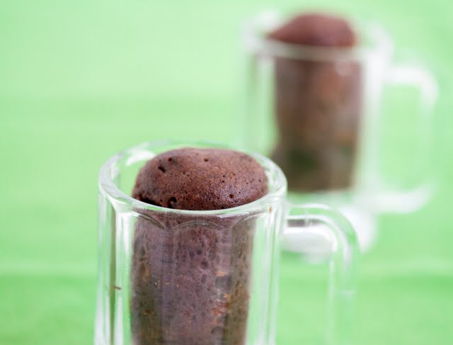 close-up photo of the cake in a beer mug