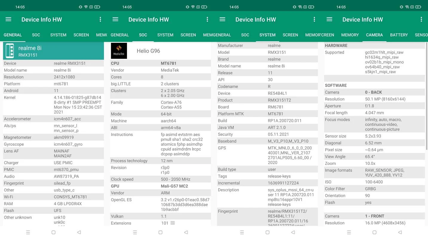 Benchmark Realme 8i