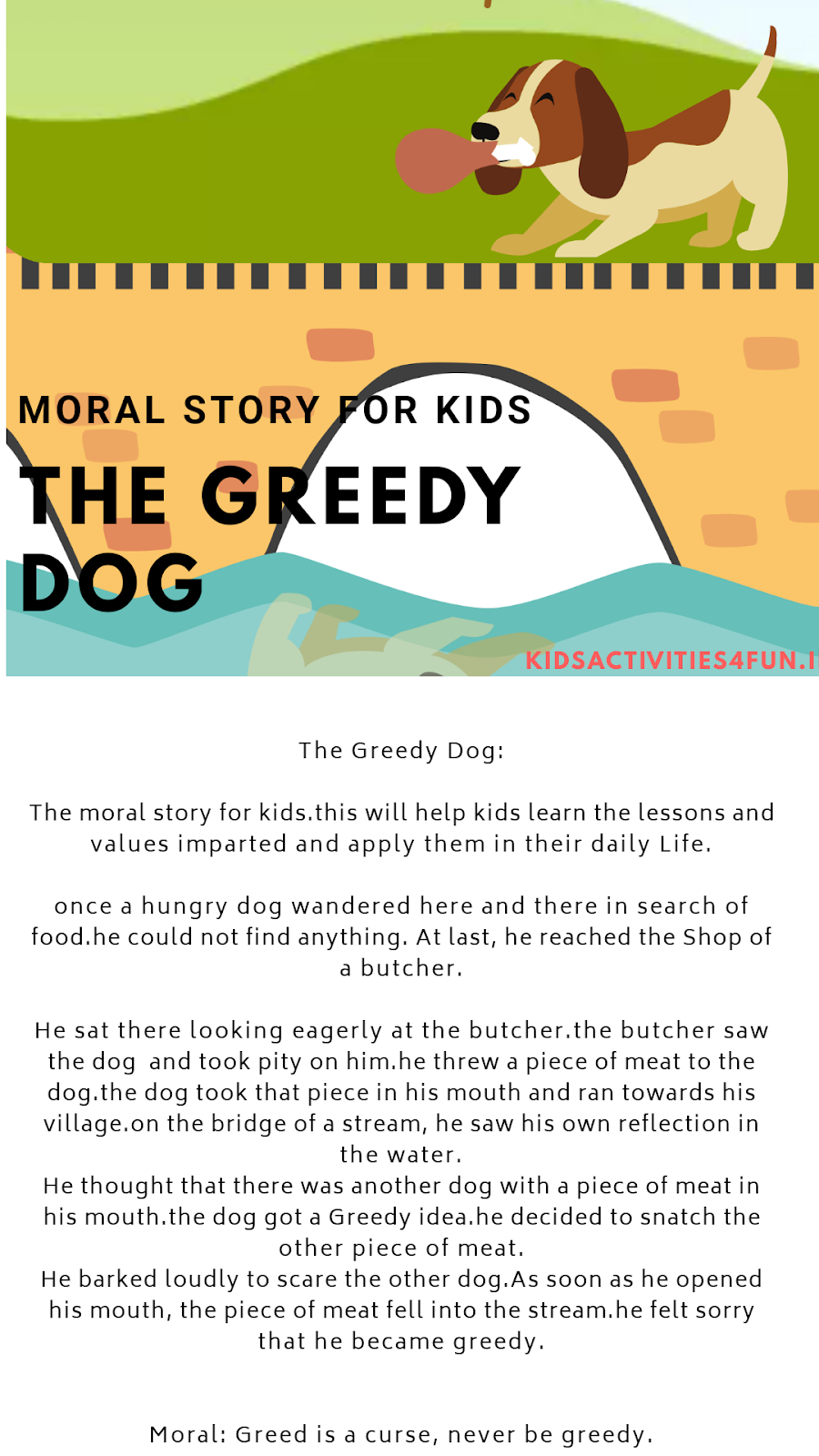 The Greedy Dog||Moral Story For Kids||Must Read For Every Kid/Stories For  Kids🐕🦴