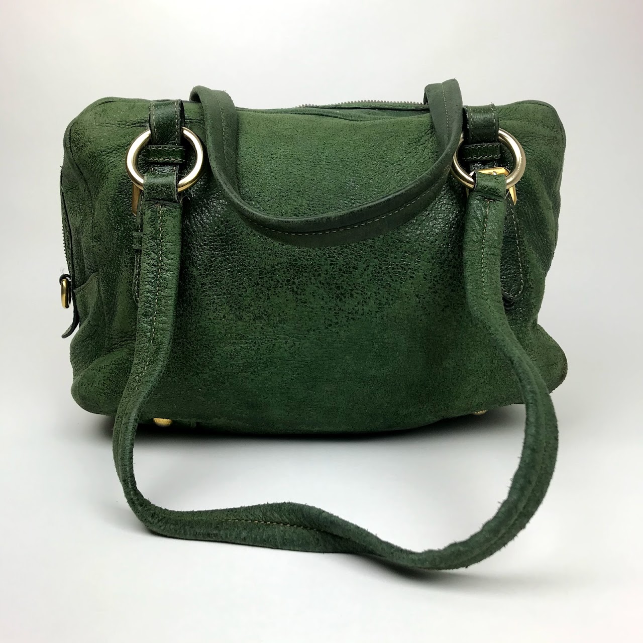 Prada Green Leather Shoulder Bag