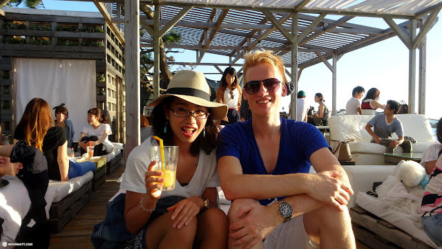 matt & fumie at CABAN Tomorrowland, Hayama beach in Hayama, Japan 