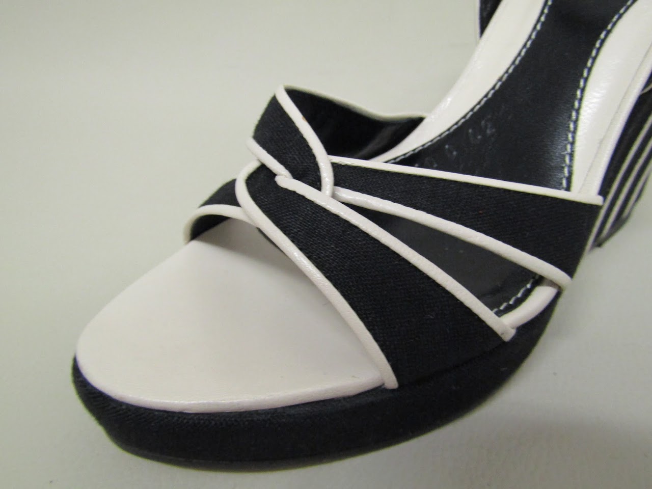 Salvatore Ferragamo Black and White Wedges