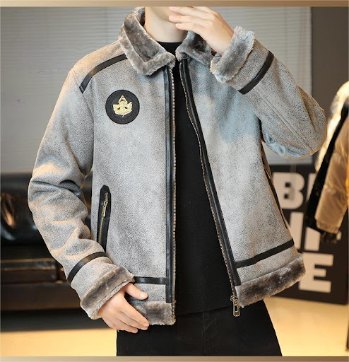 Title 7, Mens Lapel and Fleece Deerskin Overcoat Large ...