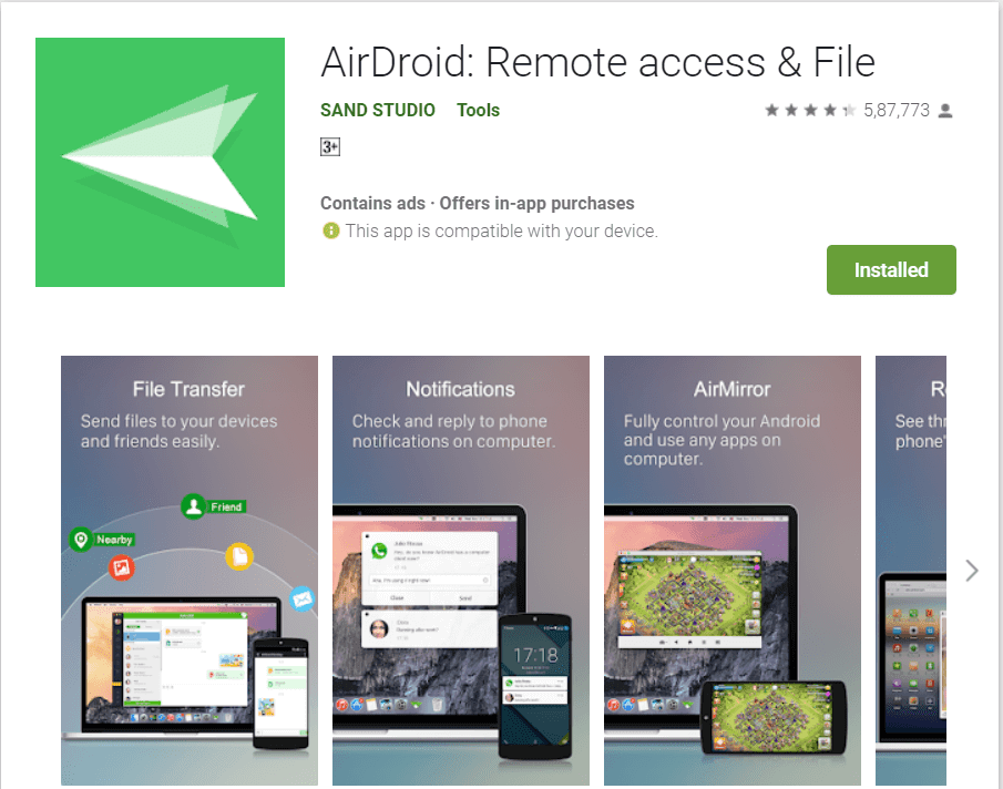 Airdroid |  Nejlepší aplikace pro dálkové ovládání telefonu Android z počítače