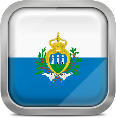 San Marino square flag with metallic frame
