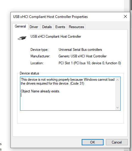 usb xhci compliant host controller windows 10