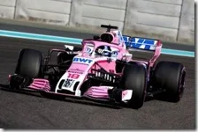 Lance Stroll con la RP Force India nei test di Abu Dhabi 2018