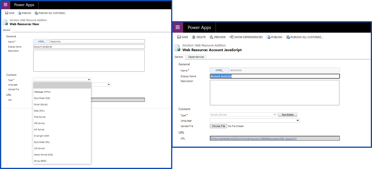 Create a new web resource for a Power App model-driven form