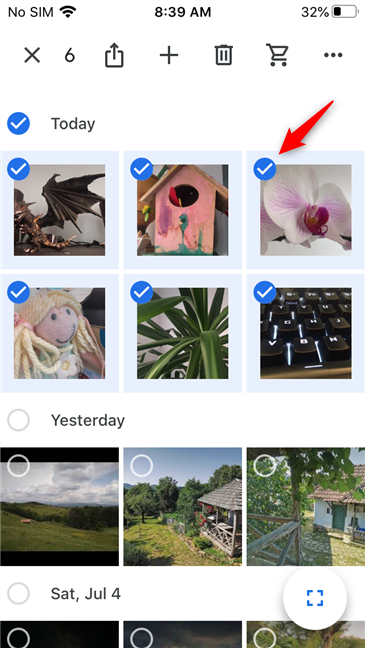 iPhone用Googleフォトで写真を選択する