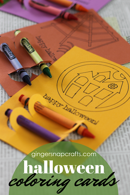 Halloween Coloring Cards at GingerSnapCrafts.com #papercrafts #Halloween #craftlightning