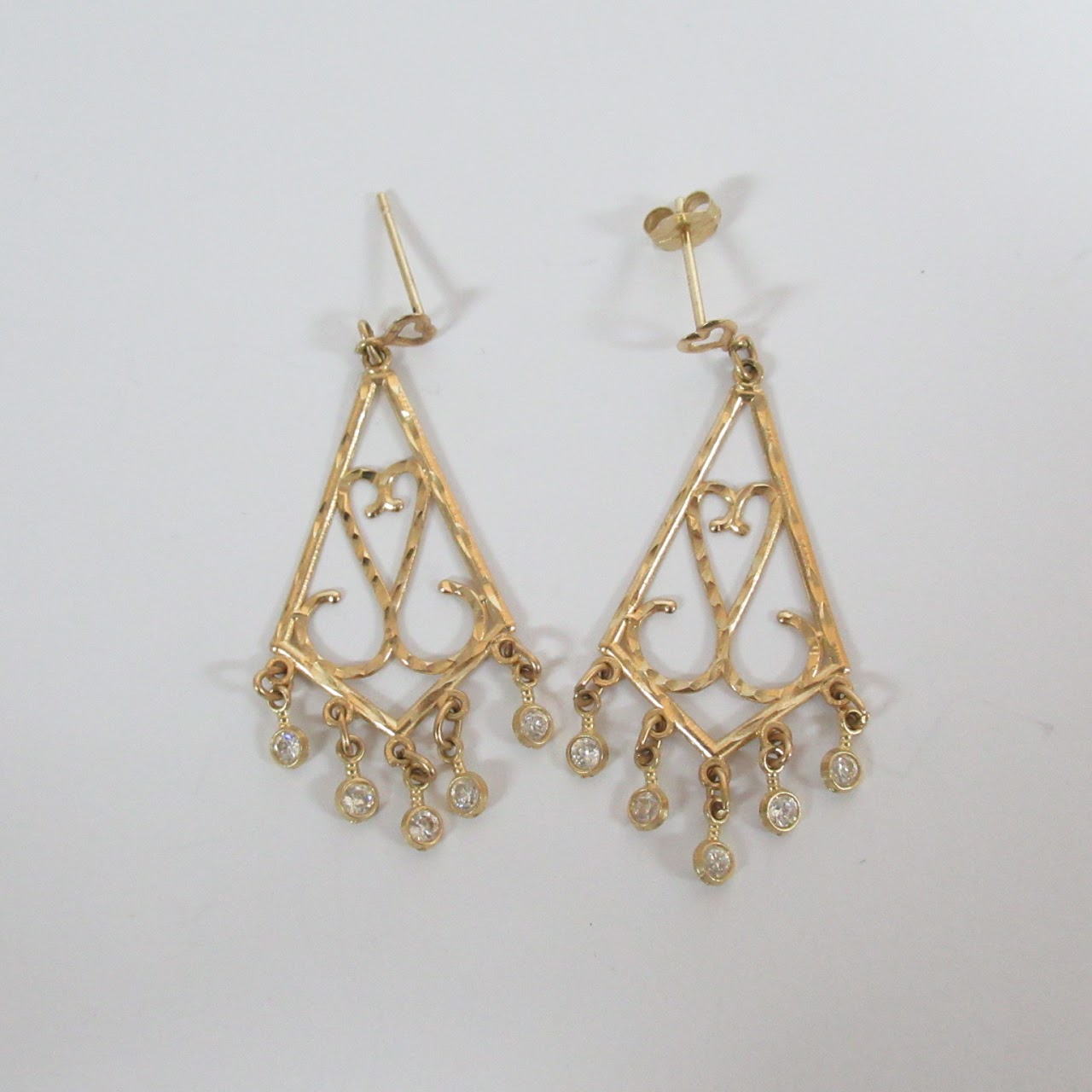 14K Gold and Clear Stone Earrings