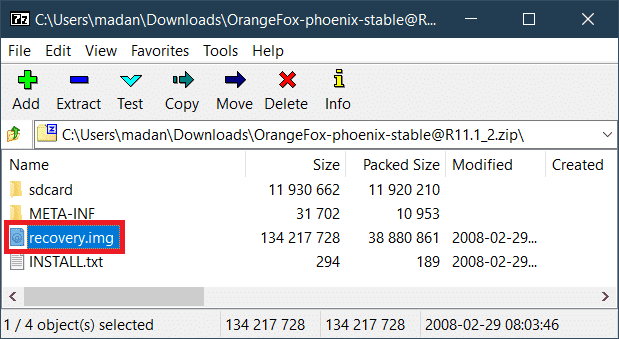 Estrarre l'archivio di download e copiare il file .img dalla cartella estratta.  Come eseguire il root del telefono Android