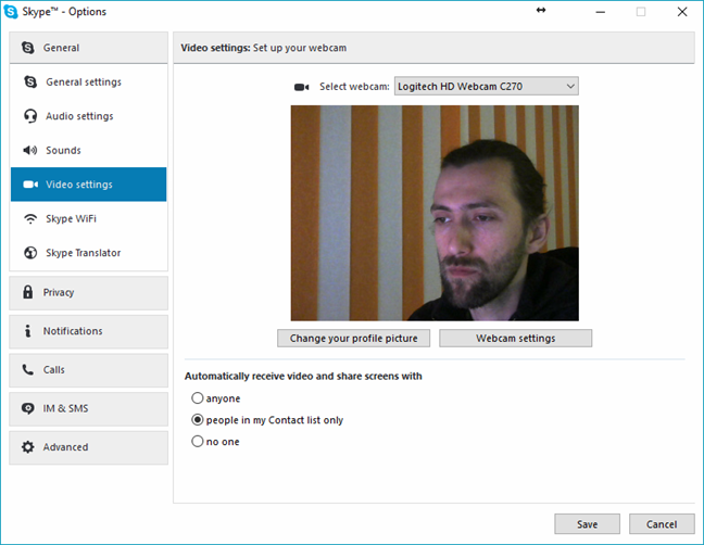 Skype, vídeo, configuración, cámara web