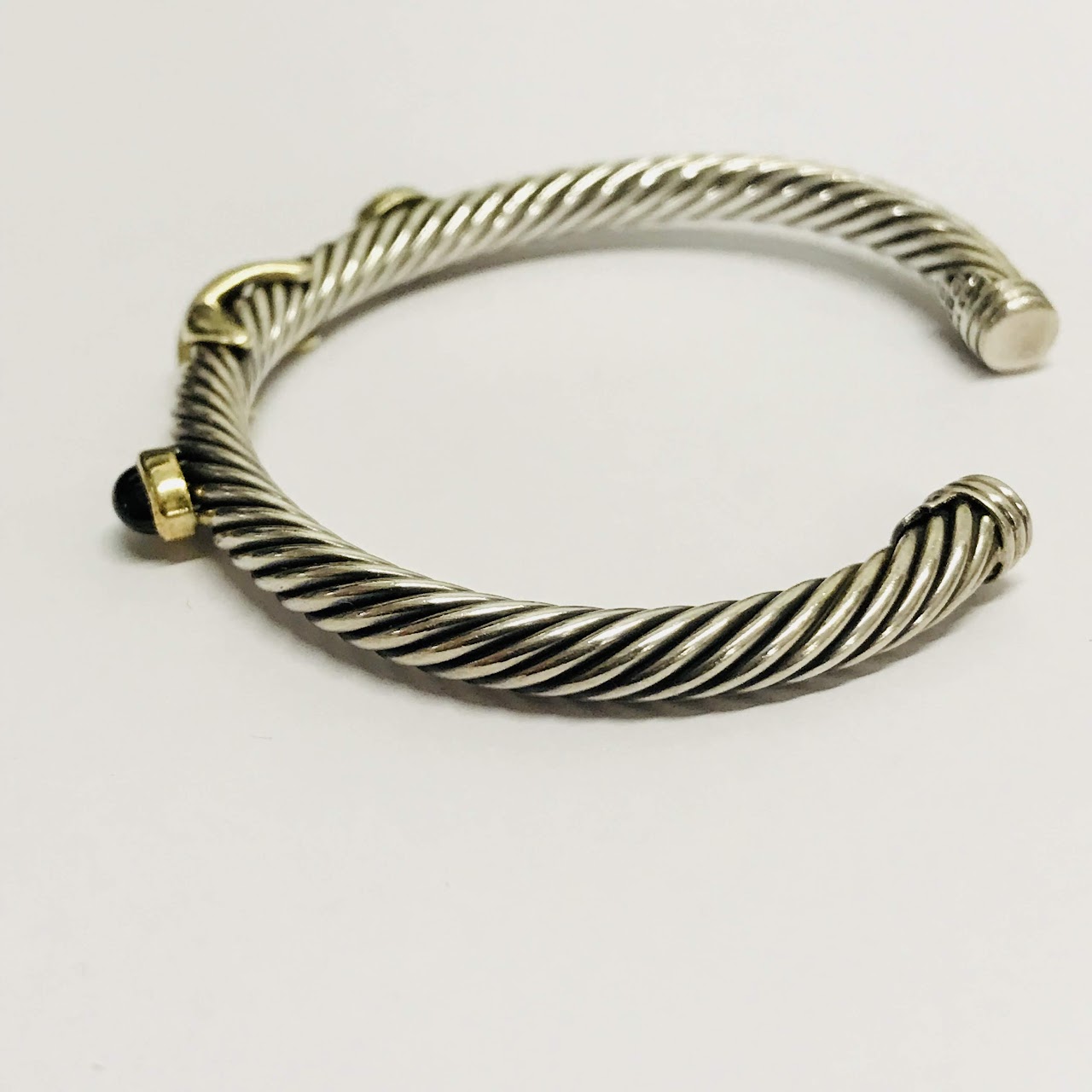 David Yurman Sterling Silver, 14K Gold, And Onyx X Bracelet