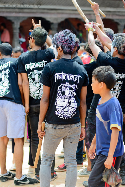 People duing the gai jatra festival