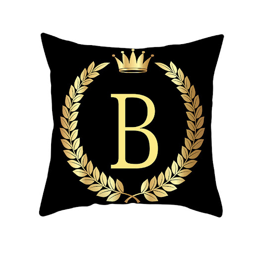Title 23, Black Gold Letter Peach Skin Pillowcase Crown S...