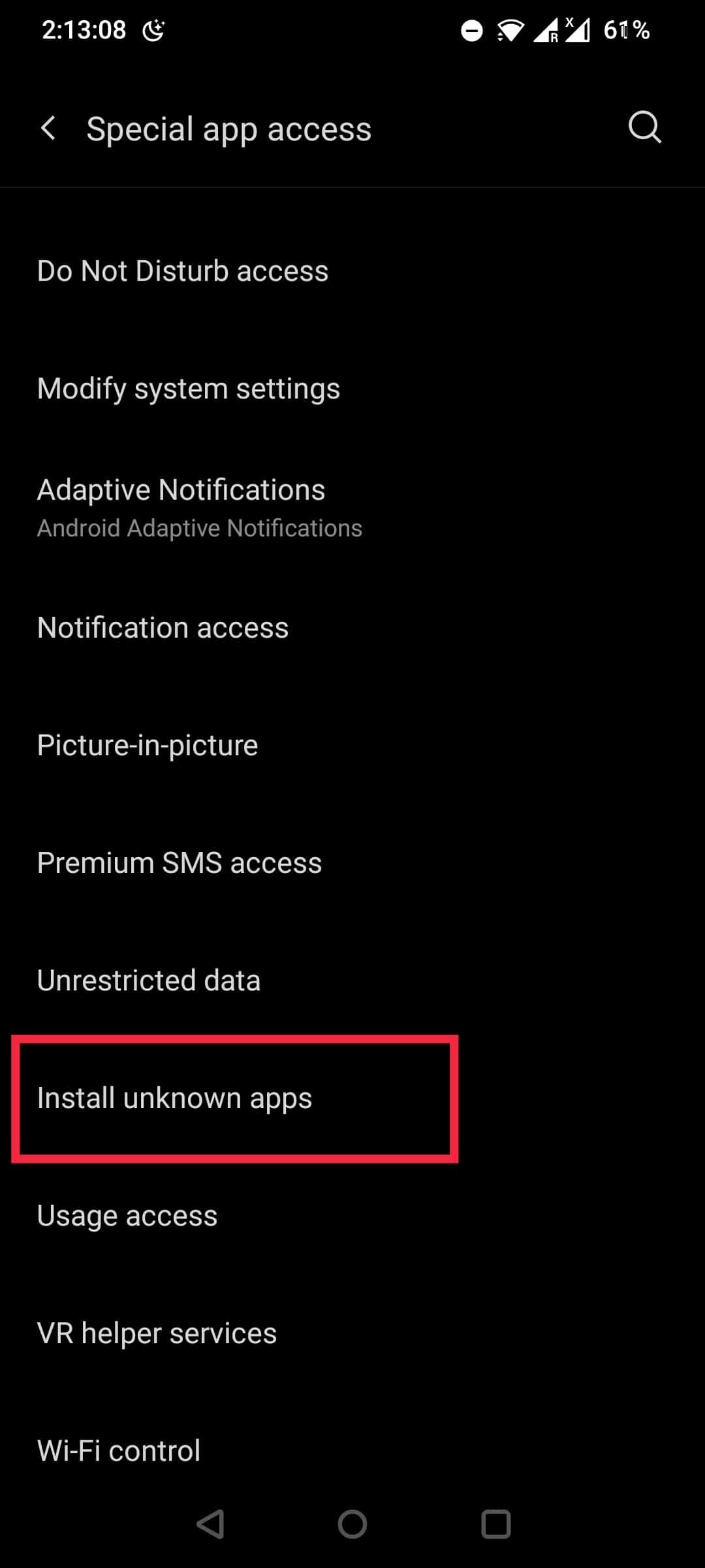 Faites défiler vers le bas pour appuyer sur Installer des applications inconnues.  14 meilleures applications Android pour télécharger gratuitement des applications payantes