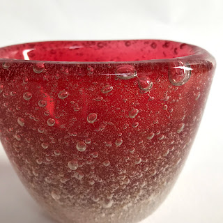 Carlo Scarpa for Venini Murano Glass Bowls- Red/Gold