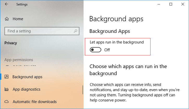 Come disabilitare le app in background in Windows 10