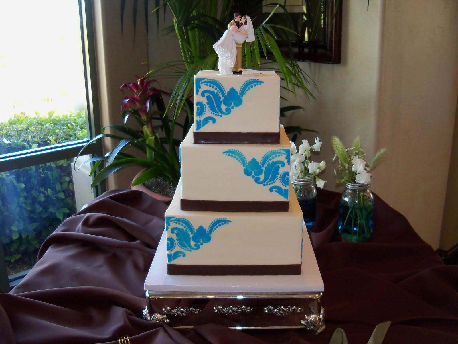 brownbrown combined with brown wedding days Wedding cakes blue and brown