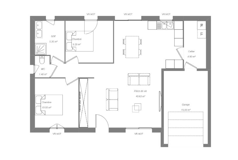  Vente Terrain + Maison - Terrain : 400m² - Maison : 71m² à Saint-Antoine-du-Rocher (37360) 