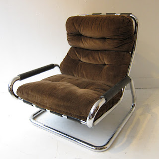 Mid-Century Modern Tubular Chrome Lounge Chair Pair