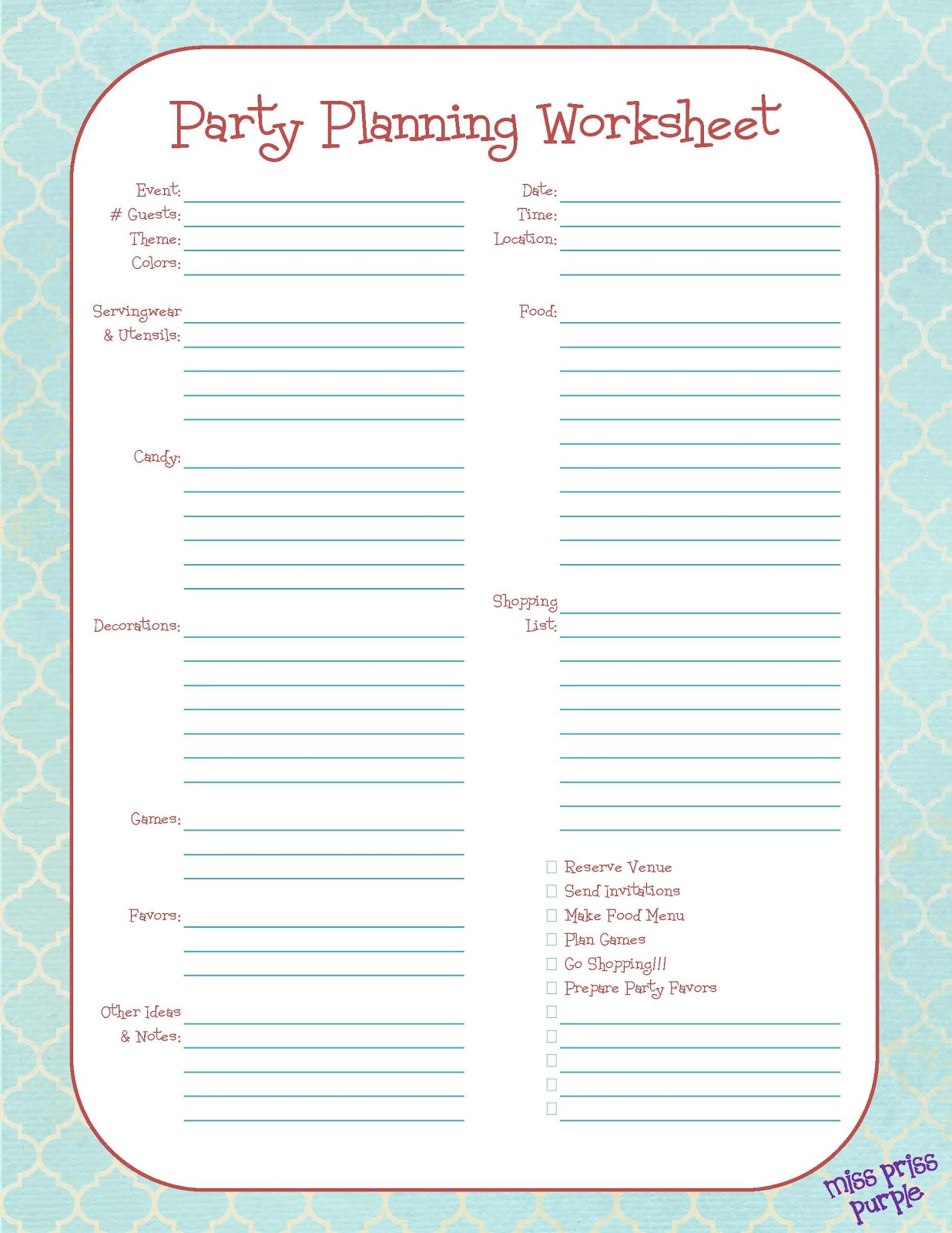 Party Planning Template