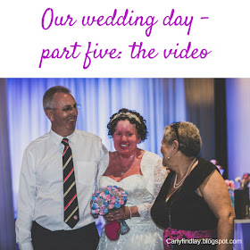 Carly Findlay with parents on wedding day.