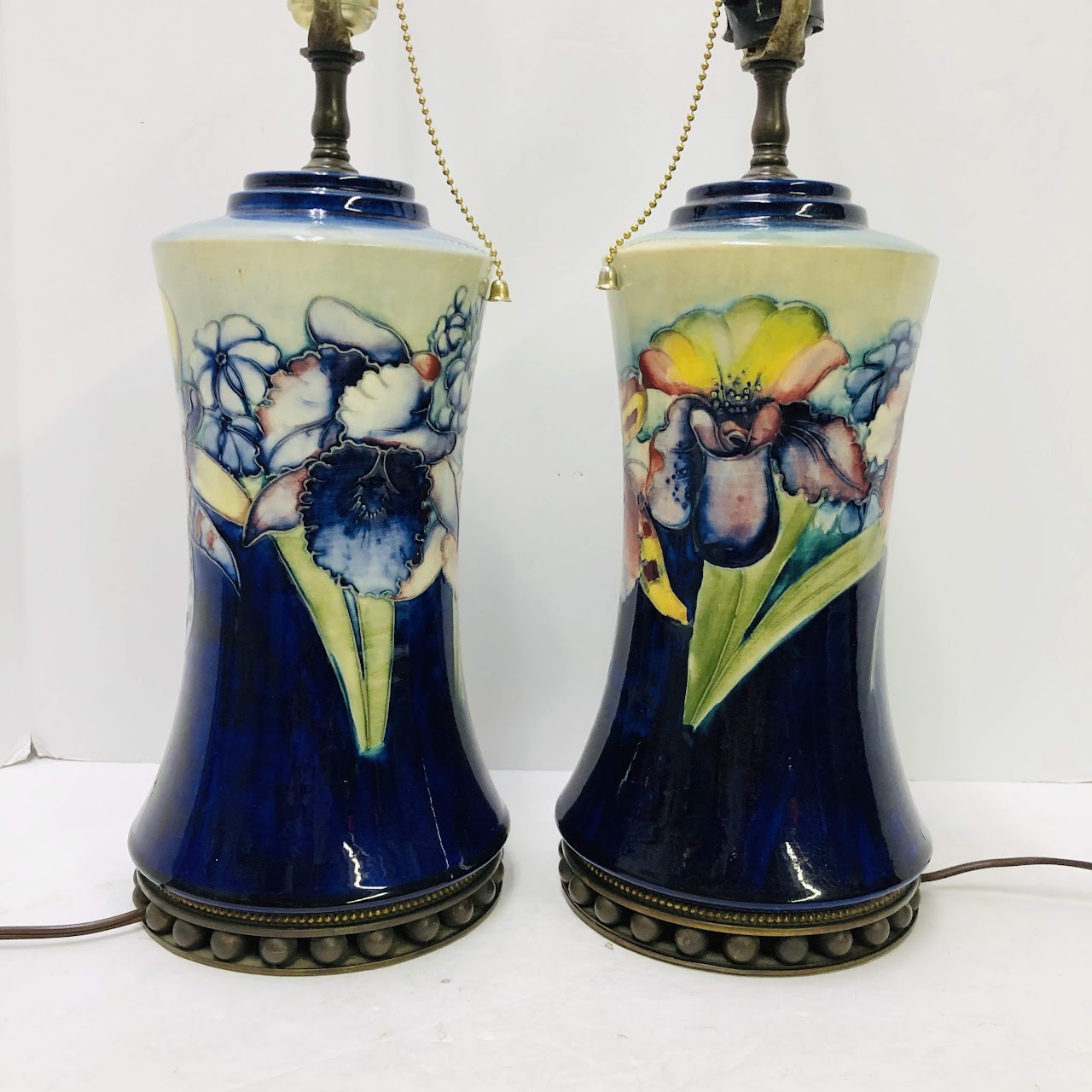 William Moorcroft Style Table Lamp Pair