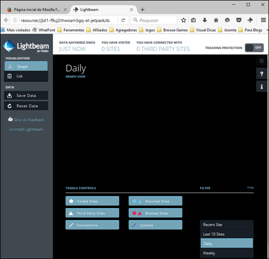 Veja quem está observando você - Lightbeam extensão do Firefox - Visual Dicas